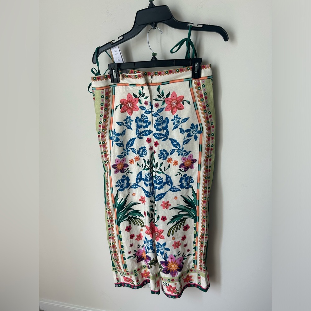 House of Harlow 1960 Floral Wide Leg Pant & Ruffle Seashell Top two piece Set - Picture 3 of 8